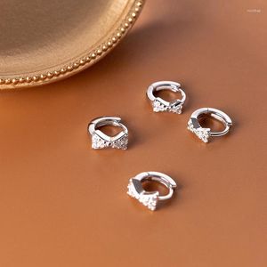 Orecchini a cerchio piccoli carini autentici reali. 925 gioielli in argento sterling cz set bowknot huggie c-g5574