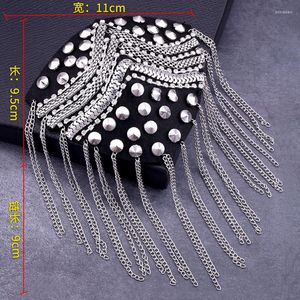 Bow Ties 2PCS/Lot Tassel Chain Lapel Pin Punk Shoulder Badge Brooch 2022 Lady Men Child Party Crystal Brooches Rhinestone Corsage Epaulet