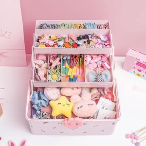 Storage Boxes Bins Transparent Baby Hair Accessories Box Large Capacity Head Rope Headband Display Rack Multi layer Jewelry Organizer 221008