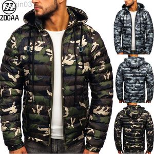 Kurtki męskie Zogaa Autumn/Winter New Style Men Bawełniany kołdakowy moda z kapturem ciepły kamuflaż Casual L220830