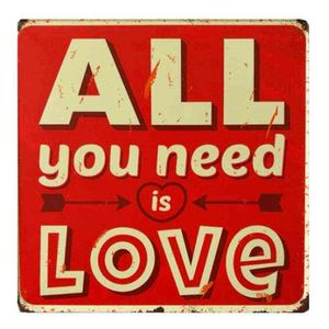 Metallmalerei „All You Need Is Love“ Blechschild Metallplakette Eisenwandaufkleber Pub House Metallmalerei Blechschild Hauswanddekoration T220829