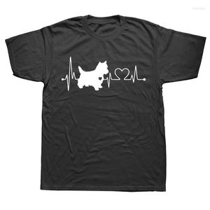 Herren-T-Shirts, Herzschlag, Westie, Shih Tzu, Hund, bedruckt, T-Shirts, O-Ausschnitt, Baumwolle, kurzärmelig, T-Shirts für Männer, Tier-Tops