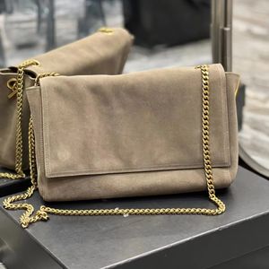 Kate Średnia odwracalna torba łańcuchowa zamsz błyszcząca skórzana designerka metalowa sprzęt magnetyczna klapka Zamknięcie Cross Crossbody Cain Torby na ramię torebka torebka torebka