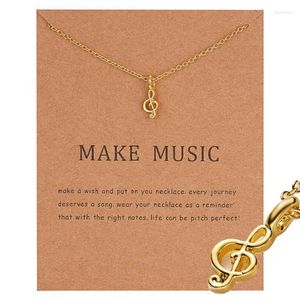 Anhänger Halskette Wunschkarte minimalistische Musik Note Charms Links Ketten Gold Farbe Kürzer Halskette für Frauen Schmuck Geschenk