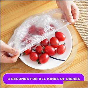 Bulk Food Storage 100Pcs Bk Food Storage Disposable Packaging Thick Cling Film Ers Transparent Household Refrigerator Fruit Preservat Dh53N