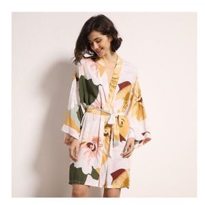 Frauen Robe Nachtwäsche Frühling Dünne Cottonsilk Frauen Nachthemd Blume Gedruckt Langarm Pyjamas Bademantel für Weibliche 220830
