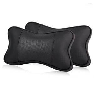 Vente pour / 2pcs / Set Oreiller de cou en cuir de voiture Couverture de siège automatique Coussin de repose-tête Coussin d'appui-tête Oreiller1