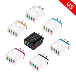 Quick Charge 3.0 USB Charger 3A 4 Ports Adapter QC 3.0 EU US Plug Wall Mobile Phone Fast Charger Home Wall Charger Travel