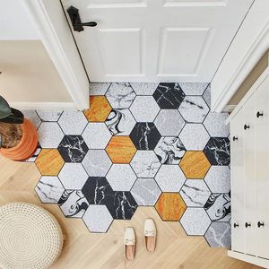 Mattor Modern enkelhet Hexagonal Geometry Cuttable PVC Floor Mat Hushållens hall Entrématta Non-Slip Washable Door