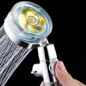 Turbo Propeller Shower Head Water Saving High Preassure Flow Showerhead with Fan Extension Showerhead Rainfall Bathroom Accessor