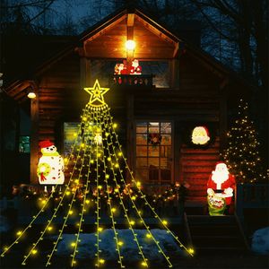 Luci di Natale all'aperto 11,5 piedi 8 LED Gadget Modalità di illuminazione Luci a cascata per decorazioni natalizie da esterno per luci da giardino per feste sulla casa sull'albero