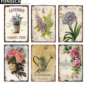 Metal Painting Flower Vintage Tin Sign Home Decor Retro Metal Sign Shabby Chic Wall Decor for Kitchen Living Room Dining Room Metal Plate T220829