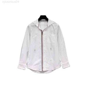 Белые Оксфордские Рубашки оптовых-Дизайнерская футболка TB Thom White с капюшоном фронтом регулируем