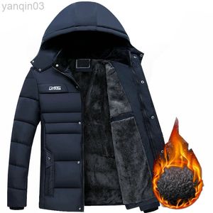 Herrjackor tjocka varma vinterparka fleece huva jacka militär last överrock streetwear l220830