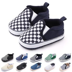 New Arrival First Walkers Fashion Baby Shoes Newborn Girls Boys Soft Sole Anti Slip Plaid Sneakers Prewalkers 0-18M