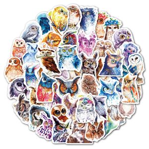 50st Cartoon Watercolor Owl Stickers Skate Accessories No-Duplicate Waterproof Vinyl Animal Sticker för skateboard Laptop Bagage Telefonfodral Bildekaler