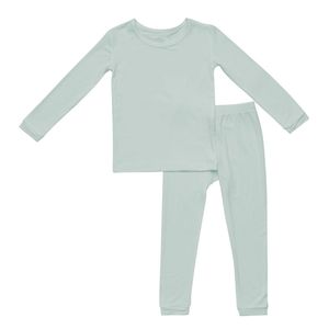 Pijamas de crian￧a beb￪ definir tecido de bambu macio de manga longa e cal￧a de duas pe￧as para meninos meninas