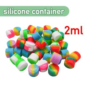 Contenitore in silicone antiaderente da 2 ml Barattolo di cera per olio antiaderente Scatola di immagazzinaggio Dab Vasi in silicone Contenitori liquidi per crema per il viso da viaggio