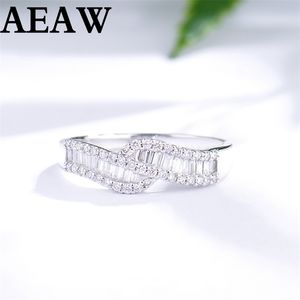 Solitaire Ring Wedding Rings 0475ct Solid 14K Gold Diamond Band Round Baguette Cut Diamonds Half Anniversary Ring 220829