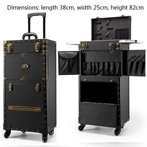 Suitcases Cosmetic Case Rolling Luxury Luggage Stylist Retro Beauty Tattoo Folding Trolley Women Big Capacity Suitcase Makeup Bag