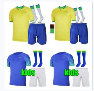 طقم الأطفال البالغين 2022 2023 كرة قدم قميص Camiseta de Futbol Paqueta Brazils Neres Coutinho Football Shirt Jesus Marcelo Pele Casemiro Brasil 22 23 Maillots Football