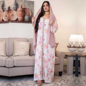 Casual Dresses Eid Ramadan Elegant Ethnic Floral Maxi Dress for Women 2022 Loose Muslim Jalabiya Long Sleeve Arabic Oman Dubai Islamic