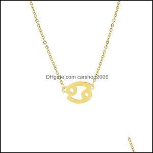 Collane con ciondolo 12 Collana di costellazioni Segno zodiacale Collane con ciondolo in oro in acciaio inossidabile Regalo di compleanno per donna Ragazza all'ingrosso Dhwo7