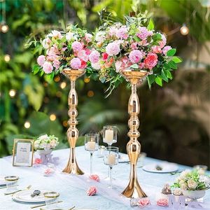 Titulares de vela Porta de metal Flores de casamento Vasos Simulação Silk Flower Ball Stick Centerpieces Home Party Table Decor 220830