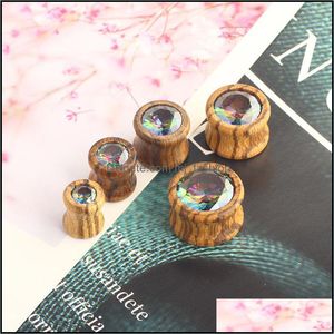 Plugs Tunnels New Arrival Crystal Wood Piercing Gauges Ear Tunnel Plugs Body Jewelry Making Supplier 8Mm To 16Mm 1968 T2 Drop Deliver Dhf63