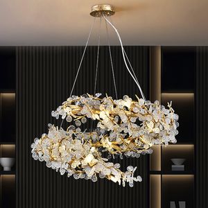 100% Copper Spiral Chandeliers Lights Fixture Romantic Snowflake Pendant Chandelier Light American Art Deco Design Hanging Lamp European Luxury Droplight D120cm