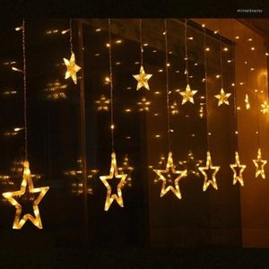 Stringhe 2.5m 12 Stelle 138 LED Tenda Ghiacciolo Festival Luci natalizie NATALE Fata Ghirlande Guirlande Lumineuse Matrimonio Compleanno FESTA