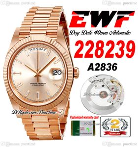 EWF DAG DATUM 228235 A2836 Automatisk herrklocka 40 Rose Gold Fluted Champagne Baguette Diamond Dial Presidential Armband Samma seriekort Super Edition Puretime B2