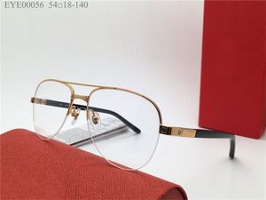 Yeni Moda Tasarımı Optik Gözlükler Metal Yarım Çerçeve Modeli 00056 Basit ve çok yönlü stil pilot şeffaf lens reçeteli temiz lens olabilir