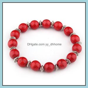 B￤rade str￤ngar r￶da turkoser stenarmband f￶r kvinnor pseira smycken m￤n strand p￤rlor femme rund buddha droppleverans 202 yydhome dh8xt