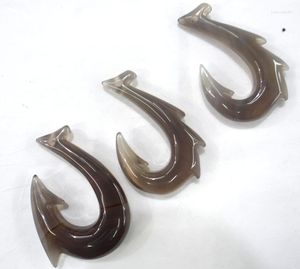 Colares pendentes de alta qualidade de alta qualidade de pedra angata fishhook para jóias DIY Acessórios de colar de jóias1pcs