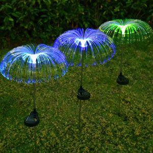 Jellyfish Solar Garden Lights pioggia di meteoriti Luci da prato Colorate per esterni in fibra ottica impermeabile Patio Pathway Decoration