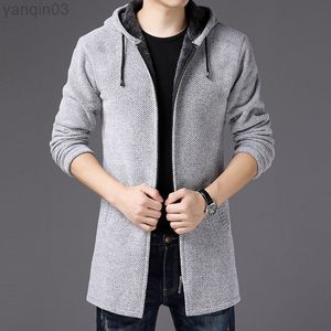 Men's Sweaters Winter Long Sweater Coat Hooded Vest New Fashion Outfit Casual Wool Liner Thicker Warm L220831