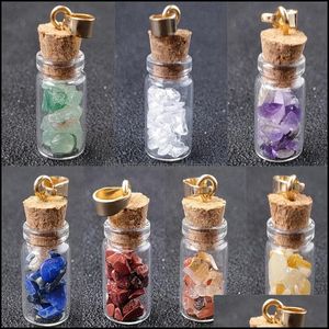 Anhänger Halsketten Handgemachte Energie Kristall Stein Mini Glasflasche Anhänger Halsketten Für Frauen Männer Liebhaber Glück Schmuck Mit Mjfashion Dhohg