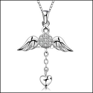 Pendant Necklaces Necklaces Designer Cz Diamond Wholesale Fashion Jewelry 925 Sterling Sier Chain Xmas Gift Girl Angel Wings Yydhhome Dhyla