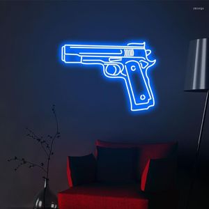 Partyzubehör „GUN“ Neonschild Custom Light Led Pink Home Room Wanddekoration Ins Shop Decor