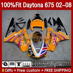 حقن القالب فيرات ل Daytona 675 R CC 675R 02 03 04 05 06 07 08 KIT 148NO.126 675CC 2002-2008 DAYTONA675 2002 2003 2004 2005 2006 2007 2007 2007 OEM Fairing Orange Stock Stock