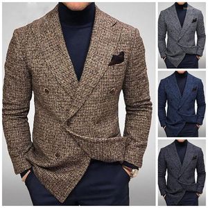 Men's Suits 2022 European And American Style Men's Clothing Button Plaid Business Casual Shopping Long-sleeved Suit Jacket For Men