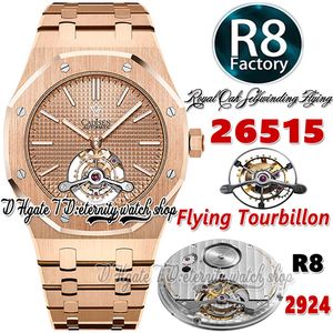 R8F V3 Extra tunn handlindande Tourbillon Mens Watch R8F26515 41mm SIHH Mekanisk textur Dial Rose Gold Case Rostfritt armband Super Edition Eternity Watches