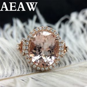 Solitaire Ring Rings Wedding Rings Prong Sharp Claws Engagement 45Ct Oval Shape 3A Morganite Real Solid 14K Rose Gold 220829