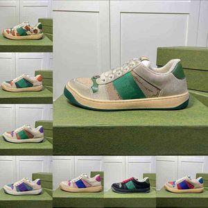 Running Shoes Screener Couro Pink Dististred Vintage Designer Sneaker para homens Mulheres Floral Branco Verde Listrado Dirty Old Style Sneakers Flatform Green Trainers