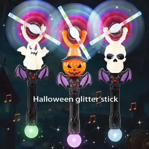 Halloween music Toys windmill pumpkin flash windmill stick colorful rotating wheel head Shiny Toy