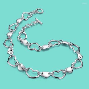 Ketten Damen-Halskette aus 925er-Sterlingsilber, niedliche Herzkette, 45,7 cm, Glamour-Körperschmuck, Jahrestagsgeschenk