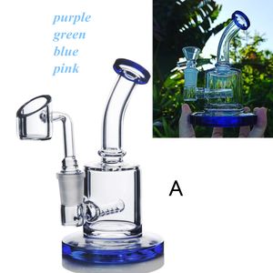 Mini Oil Rig Vetro Narghilè Bong Rosa Recycler Pipa ad acqua Gorgogliatore Spessa Viola Fumare Shisha Accessorio Piccolo Blu Dab Rig