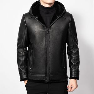 Casaco de pele de couro masculino casaco de inverno com capuzes jaquetas de couro genuíno macho motociclet sobretudo roupas de motociclista de outono tops windbreakers