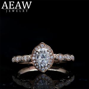 Solitaire Ring Wedding Rings AAW Elegant Female White 10ct Oval Cut 14k Yellow Gold Jewelry Vintage For Women Stones Gift 220829